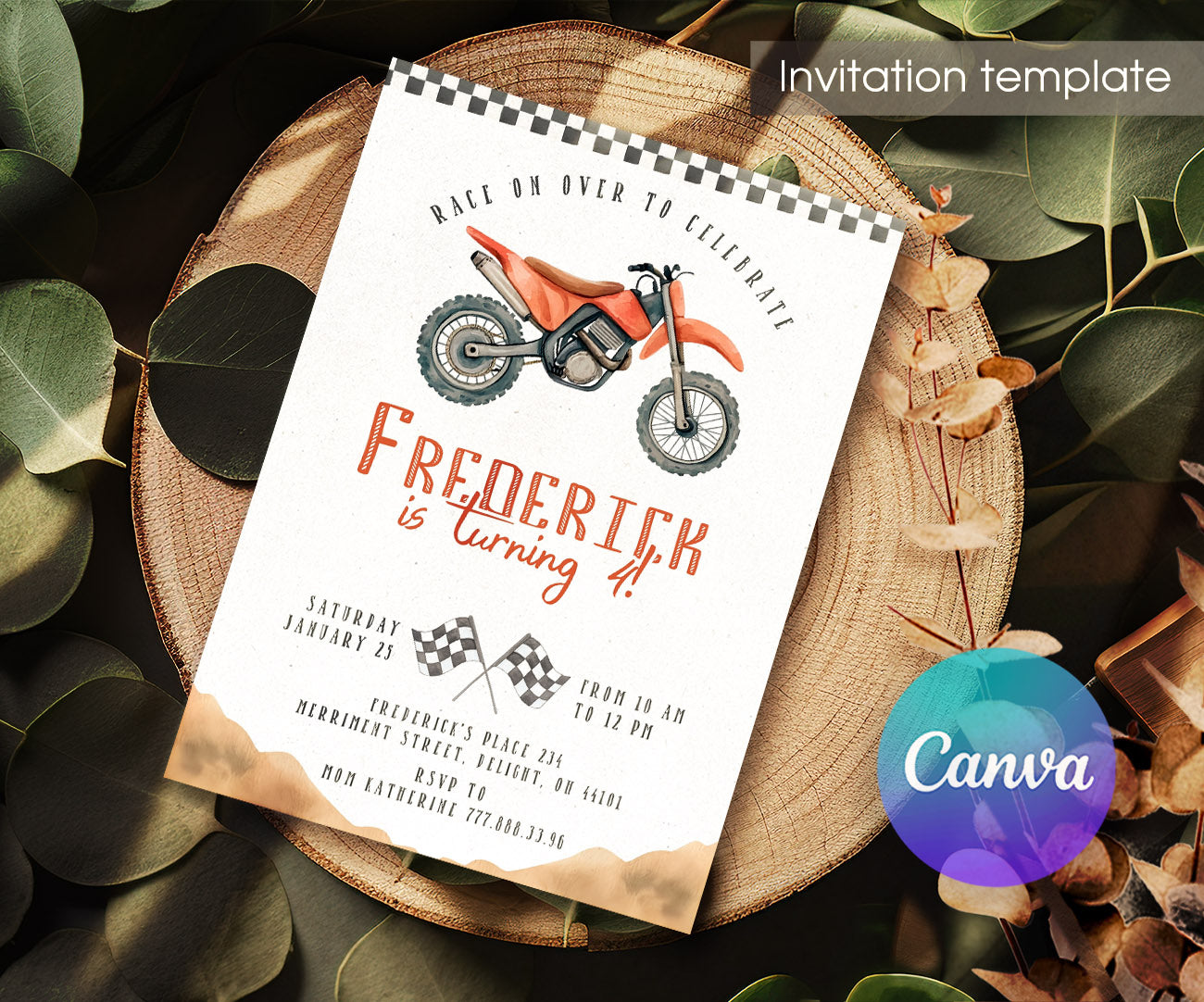 Motocross Extreme customizable invitation template | Share or Print | FJ738