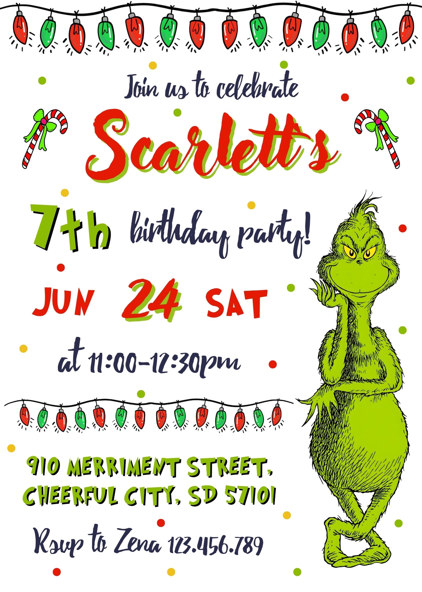 The Grinch  Merry Grinchmas customizable invitation template | Share or Print | NB349