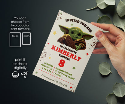 Baby Yoda Grogu Star Wars Mandalorian customizable invitation template | Share or Print | boy | BA613