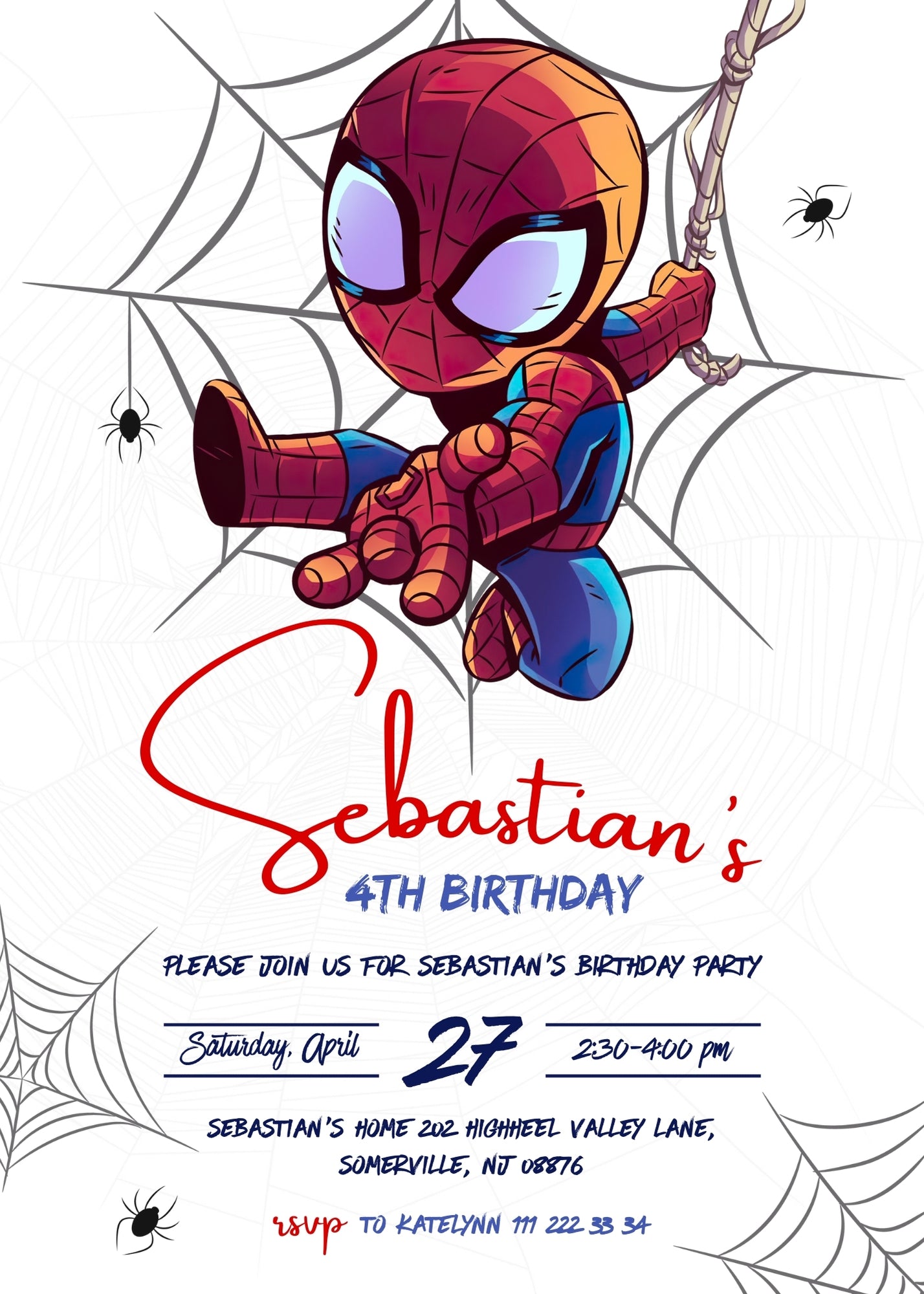 Spidey and His Amazing Friends customizable invitation template | Share or Print | boy | QW899
