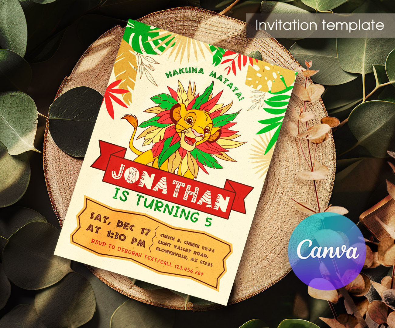 Lion King Simba customizable invitation template | Share or Print | FF251