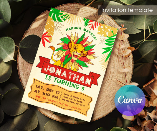 Lion King Simba customizable invitation template | Share or Print | FF251