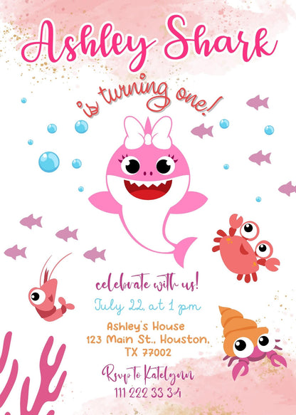 Baby Shark customizable invitation template | Share or Print | TY538