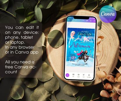 Frozen Elsa customizable invitation template | Share or Print | girl | JJ228