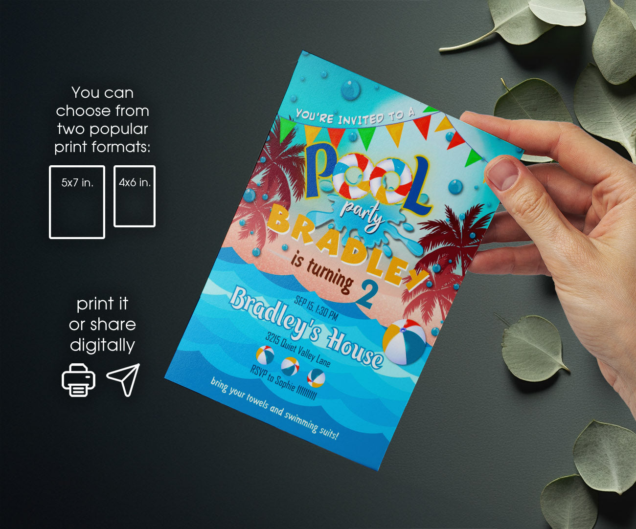 Pool Party customizable invitation template | Share or Print | ZR969