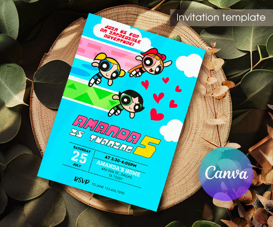 The Powerpuff Girls customizable invitation template | Share or Print | girl | VV704