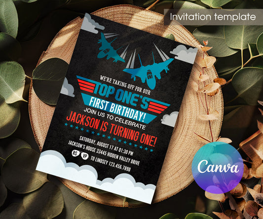 Top Gun One Jet Fighter customizable invitation template | Share or Print | boy | JD900