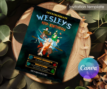 Avatar The Last Airbender customizable invitation template | Share or Print | CD403