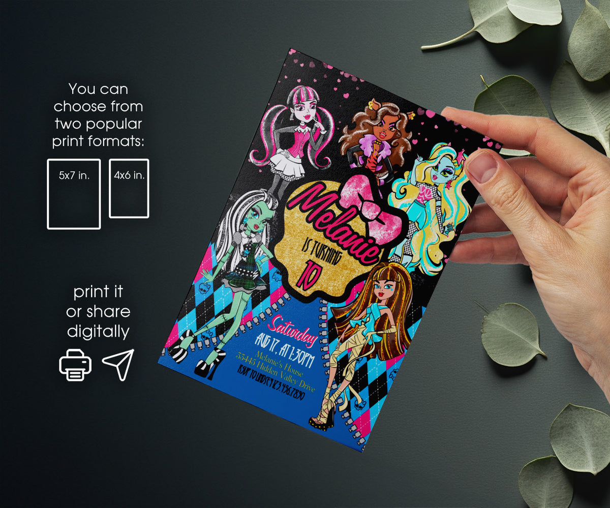 Monster High customizable invitation template | Share or Print | girl | KN629
