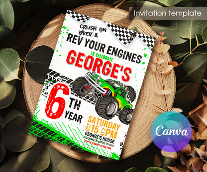 Monster Truck customizable invitation template | Share or Print | boy | GK208