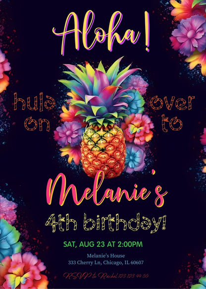 Aloha Luau Party customizable invitation template | Share or Print | girl | NJ712