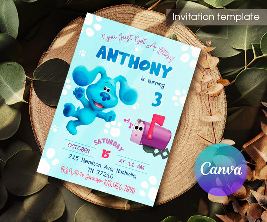 Blue's Clues Puppy customizable invitation template | Share or Print | QO404