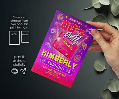 80th Eightieth Party Disco customizable invitation template | Share or Print | YO388