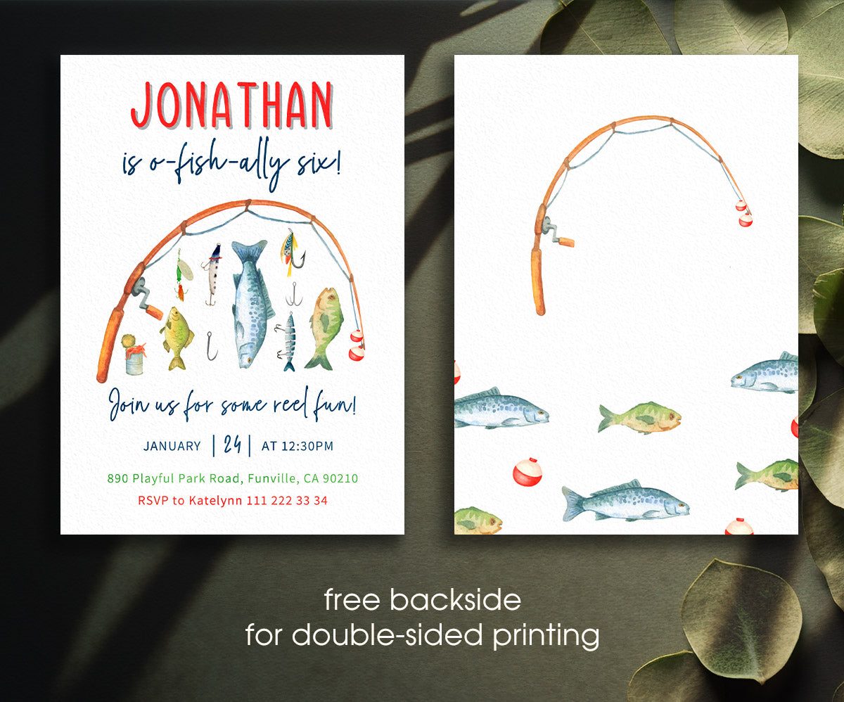 Fishing O-Fish-Ally customizable invitation template | Share or Print | QX520