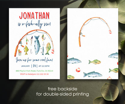 Fishing O-Fish-Ally customizable invitation template | Share or Print | QX520