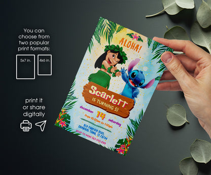 Lilo & Stitch Aloha customizable invitation template | Share or Print | OW994