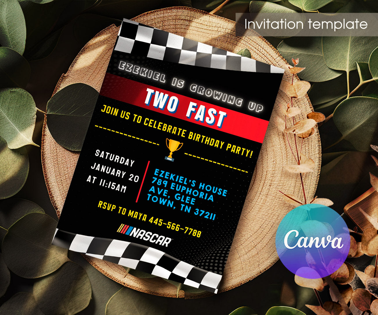 Nascar Ricky Bobby customizable invitation template | Share or Print | boy | LW744