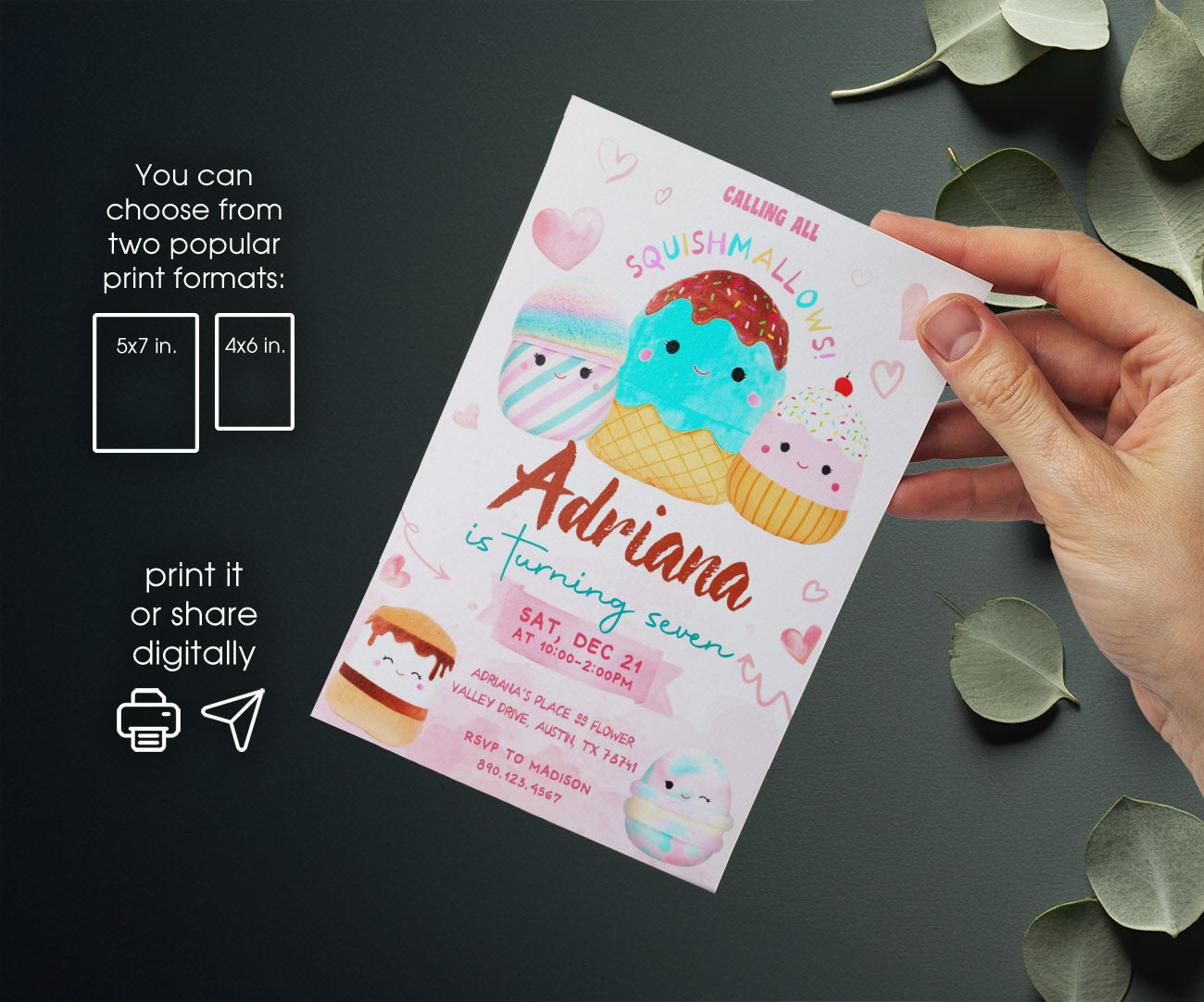Squishmallows customizable invitation template | Share or Print | WB146