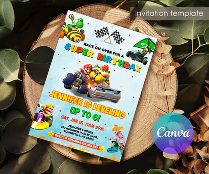 Mario Kart Gamer customizable invitation template | Share or Print | boy | KW729