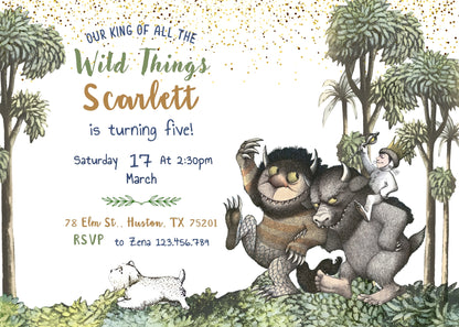 Where The Wild Things Are Maurice Sendak customizable invitation template | Share or Print | JV533