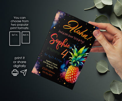 Aloha Luau Party customizable invitation template | Share or Print | girl | YL939