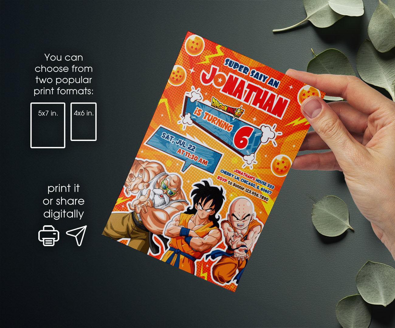 Dragon Ball Z Anime customizable invitation template | Share or Print | boy | FX911