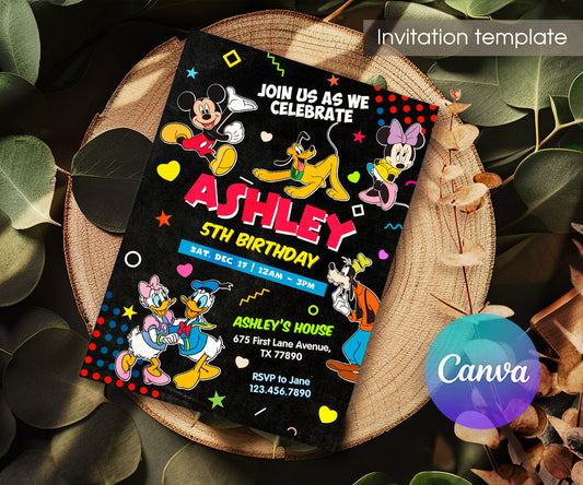 Clubhouse Mickey Mouse customizable invitation template | Share or Print | LE668