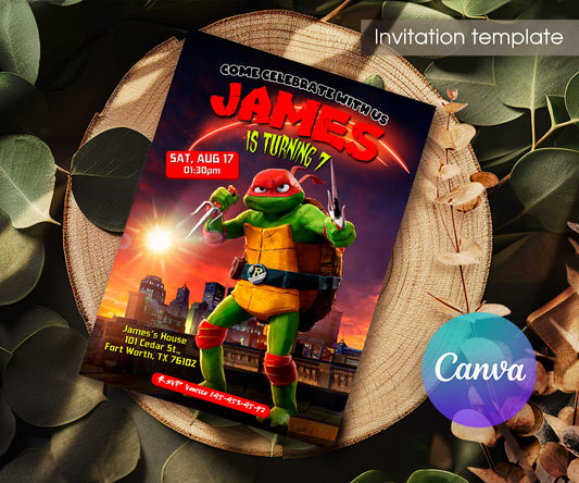 Teenage Mutant Ninja Turtles Mutant Mayhem customizable invitation template | Share or Print | boy | TT609