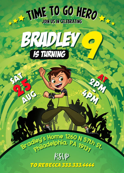 Ben 10 Alien Force customizable invitation template | Share or Print | boy | IQ459