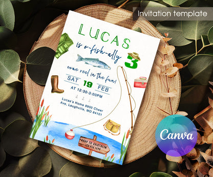 Fishing O-Fish-Ally customizable invitation template | Share or Print | SS477