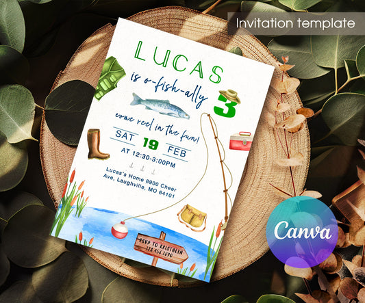Fishing O-Fish-Ally customizable invitation template | Share or Print | SS477
