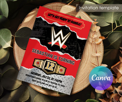 Wrestling WWE WrestleMania customizable invitation template | Share or Print | boy | MB199
