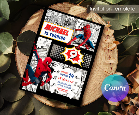 Spiderman Marvel Superhero customizable invitation template | Share or Print | boy | LL320