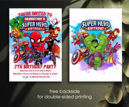 Avengers Marvel Superhero customizable invitation template | Share or Print | boy | WG375