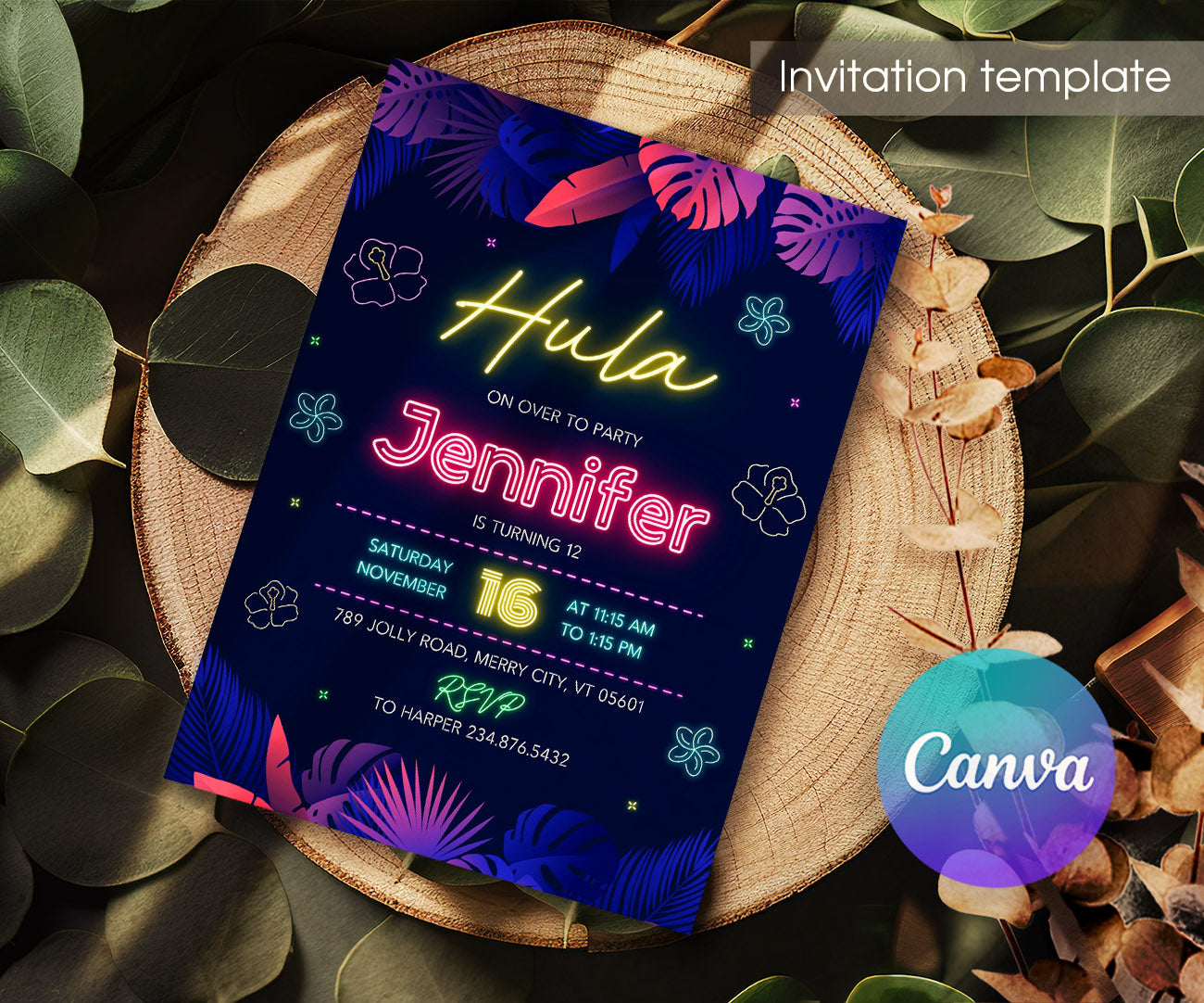 Aloha Luau Party customizable invitation template | Share or Print | girl | XF430