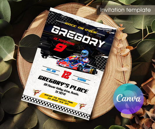 Go Kart Karting Racing customizable invitation template | Share or Print | boy | ZT436