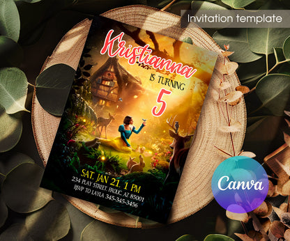 Snow White Musical Disney Princess customizable invitation template | Share or Print | BY583