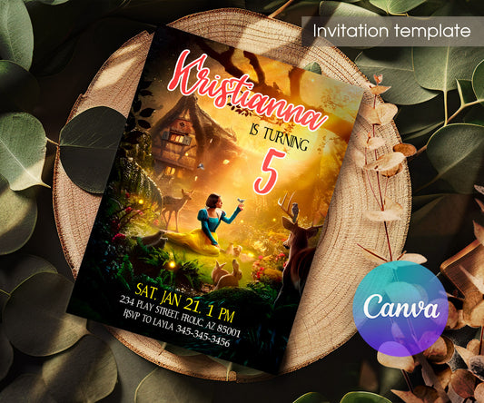 Snow White Musical Disney Princess customizable invitation template | Share or Print | BY583
