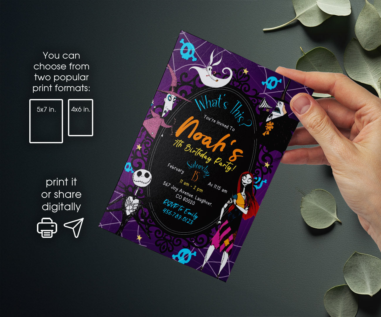 The Nightmare Before Christmas Halloween customizable invitation template | Share or Print | VT609