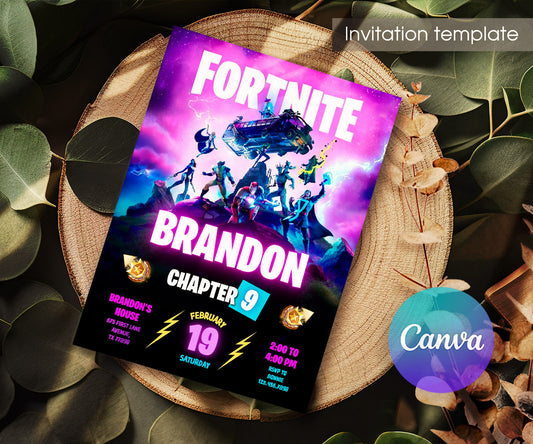 Fortnite Gamer customizable invitation template | Share or Print | boy | MP828