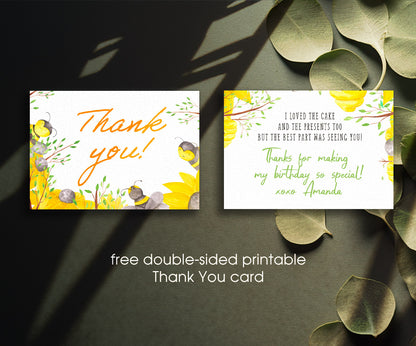 1st Bee Day Party customizable invitation template | Share or Print | BJ453
