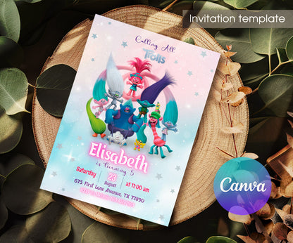 Trolls Poppy customizable invitation template | Share or Print | LV508