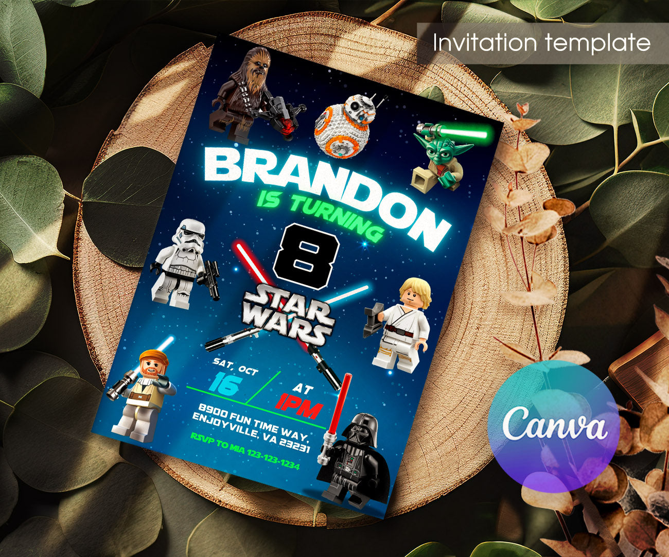 Star Wars Darth Vader Lego Minifigures customizable invitation template | Share or Print | WY503