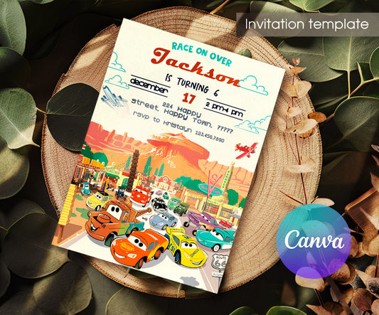 Cars Lightning McQueen customizable invitation template | Share or Print | boy | KH493