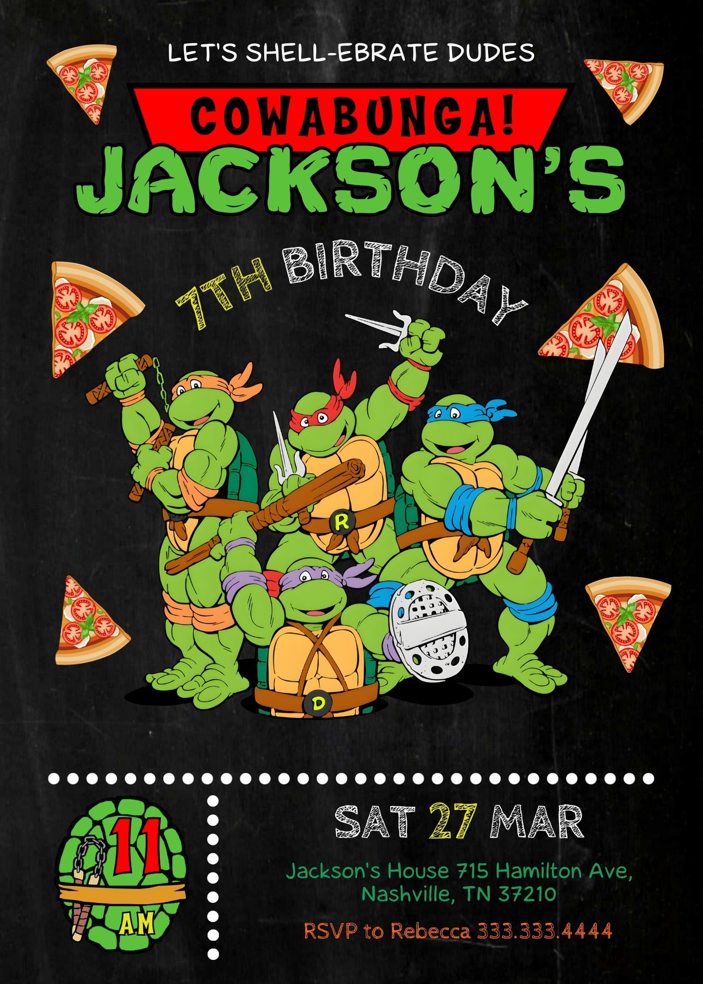 Teenage Mutant Ninja Turtles customizable invitation template | Share or Print | boy | DG225