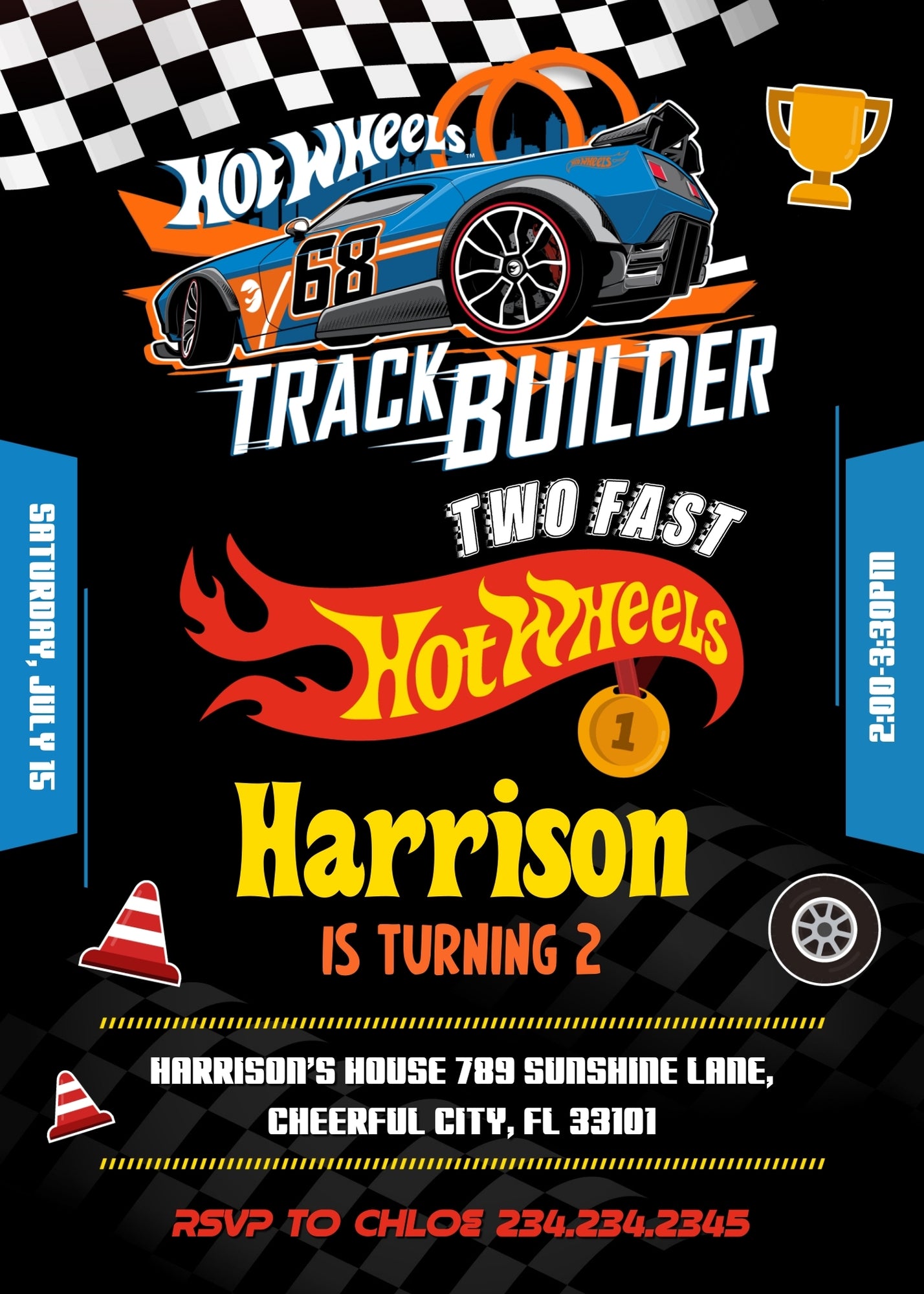 Hot Wheels Two Fast 2 Furious customizable invitation template | Share or Print | boy | WP750