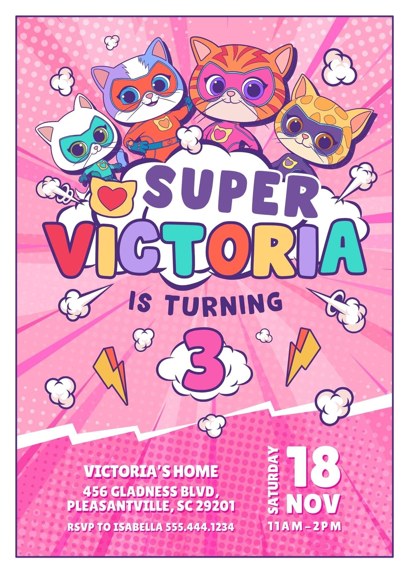 SuperKitties customizable invitation template | Share or Print | CP096