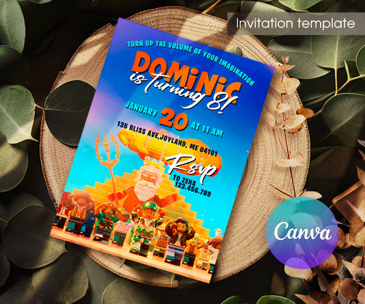 Lego Piece by Piece customizable invitation template | Share or Print | RG338