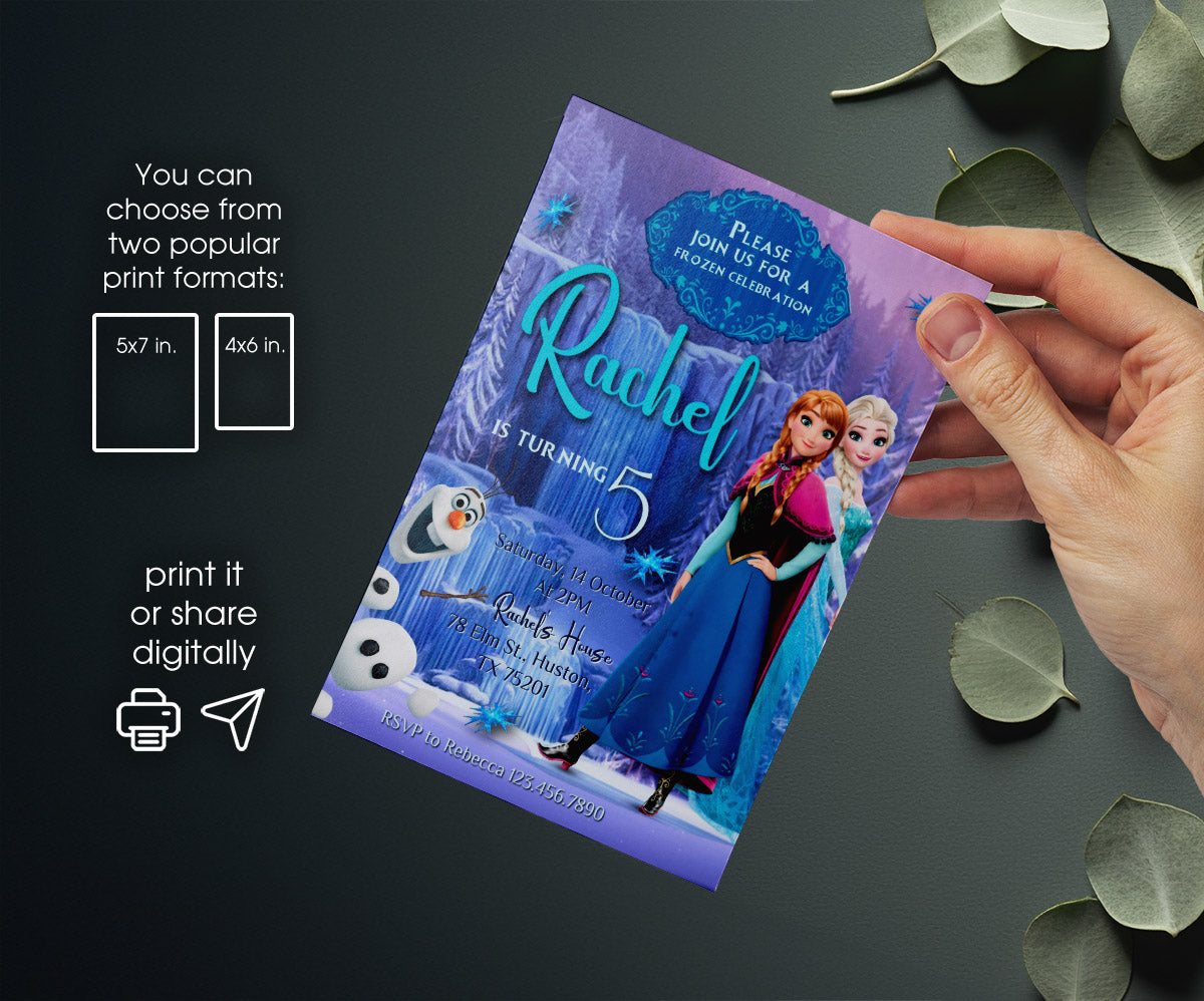 Frozen Elsa customizable invitation template | Share or Print | girl | LX701