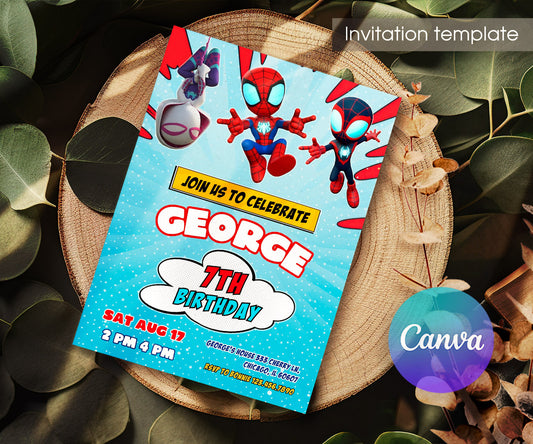 Spidey and His Amazing Friends customizable invitation template | Share or Print | boy | QV642